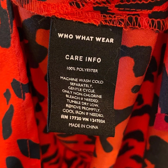 EUC Who What Wear Red Animal Print Flutter Elbow Sleeve Tie Waist Dress Sz Small - Picture 4 of 6